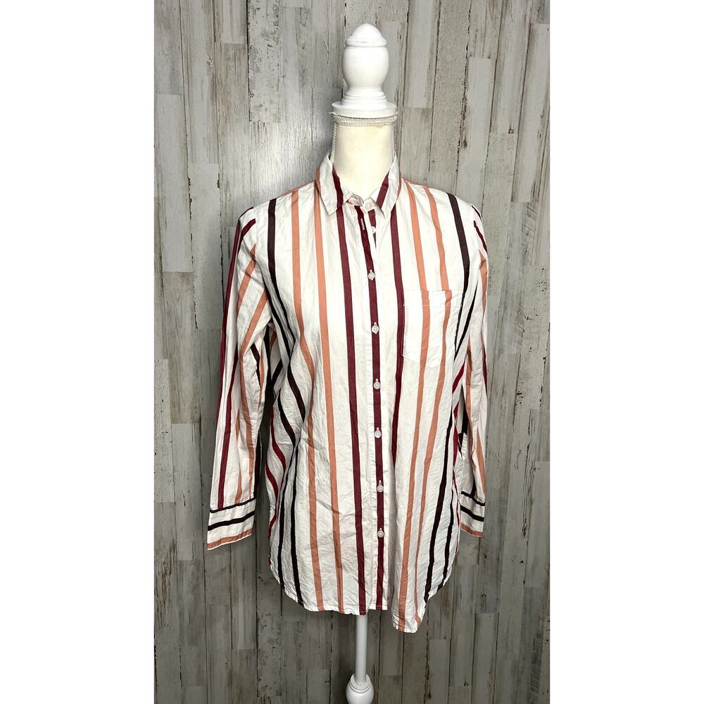 Madewell Women's XS Striped Button-Up Shirt Long Sleeve Casual Relaxed Fit - Picture 6 of 10